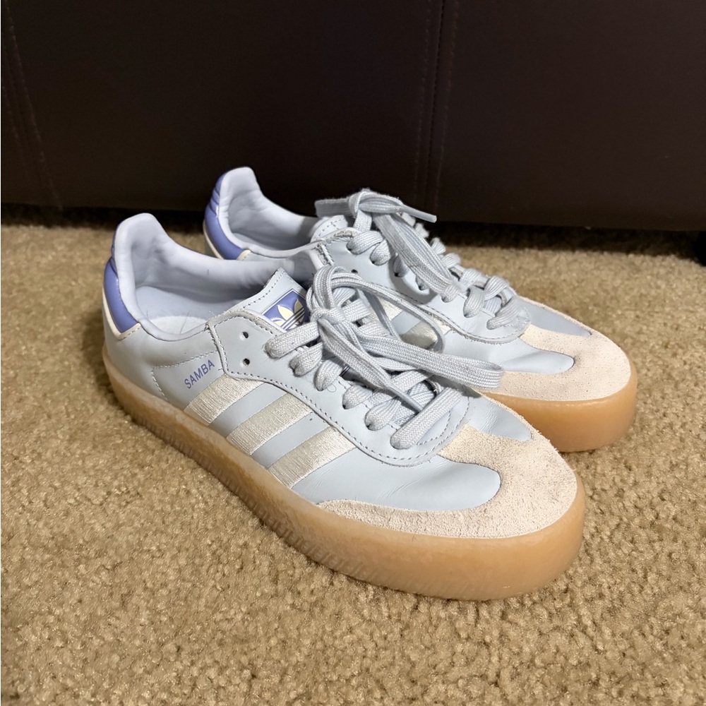 Adidas Samba Sneakers in Blue and Tan